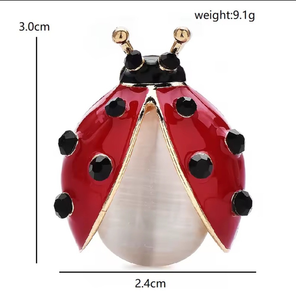 Red Ladybug Gold Brooch - Picture 6 of 6